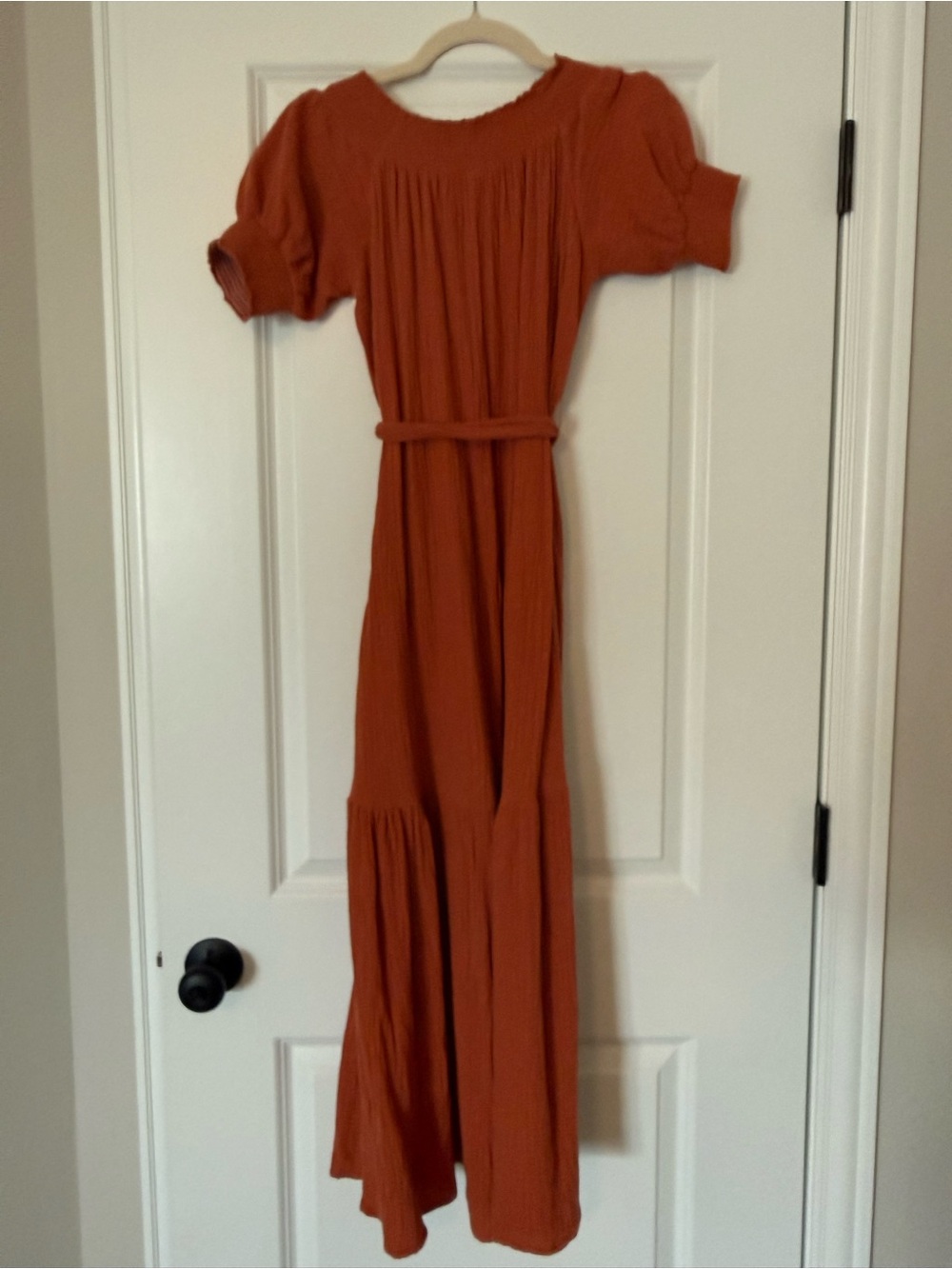 Lulus Ready For Sunshine Rust Orange Off-the-shoulder Maxi Dress - Size Small - Picture 7 of 7